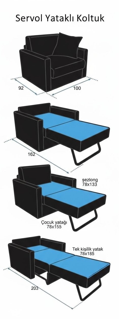 Yatak Olabilen Tekli Koltuk
