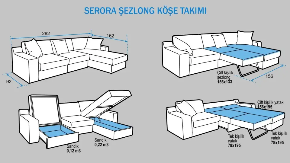 Serora Şezlonglu Köşe Takım 280x160