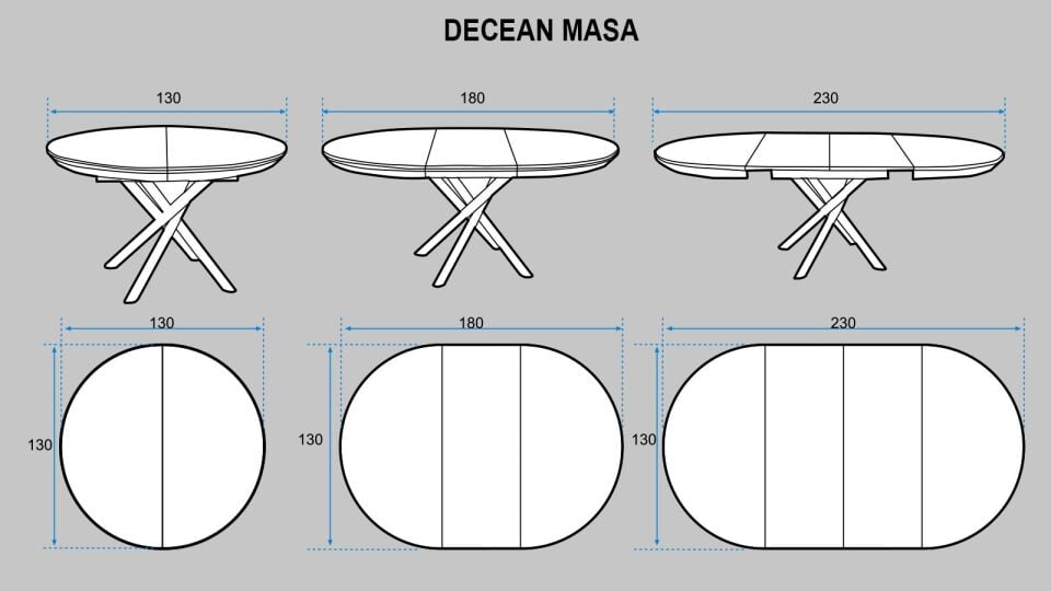 Decean Masa 130 / 230 cm - 5 Günde Teslim !