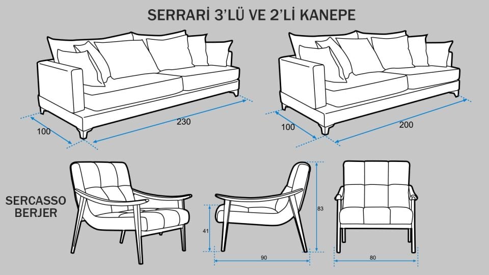 Serrari & Sercasso Takım (3+2+1)