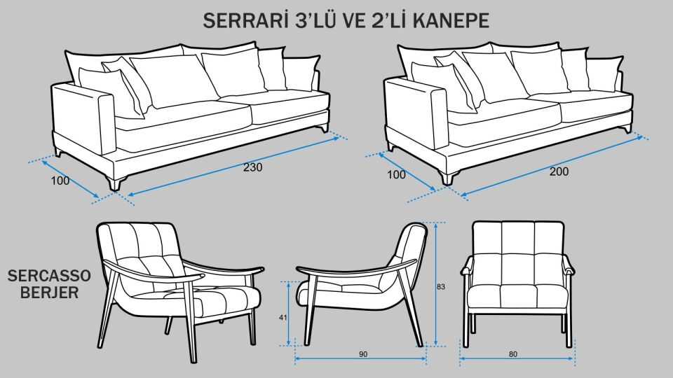 Serrari & Sercasso Takım (3+2+1)