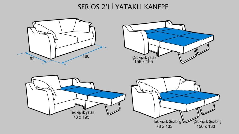 Serios Yataklı Salon Koltuk Takımı