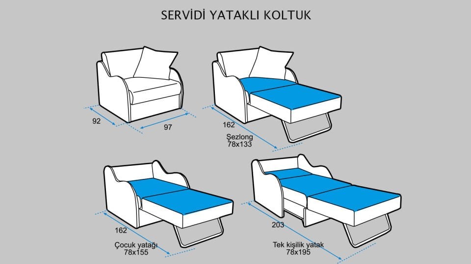 Servidi Yataklı Salon Koltuk Takımı