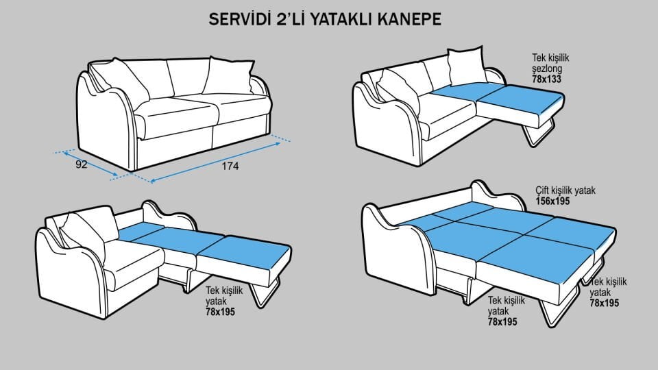 Servidi Yataklı Salon Koltuk Takımı
