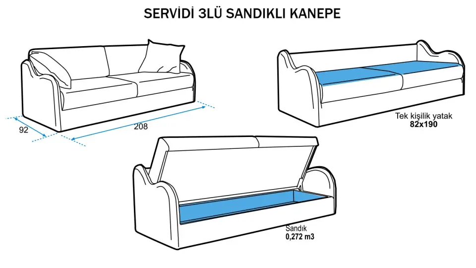 Servidi Yataklı Salon Koltuk Takımı