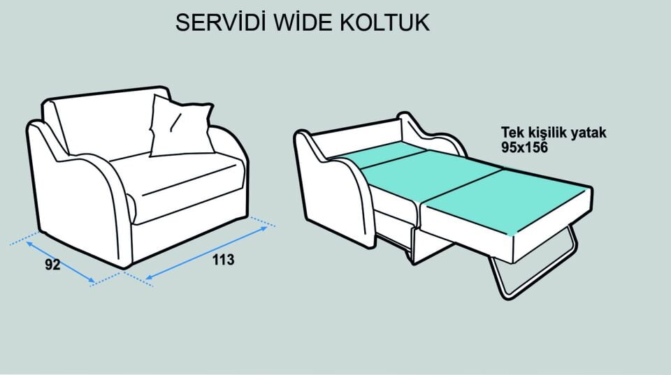 Servidi Wide Tekli Yataklı Koltuk - 95 cm