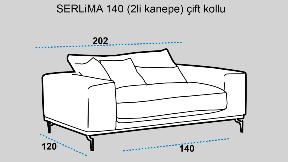 Serlima 2'li Pofuduk Kanepe Tek Parça