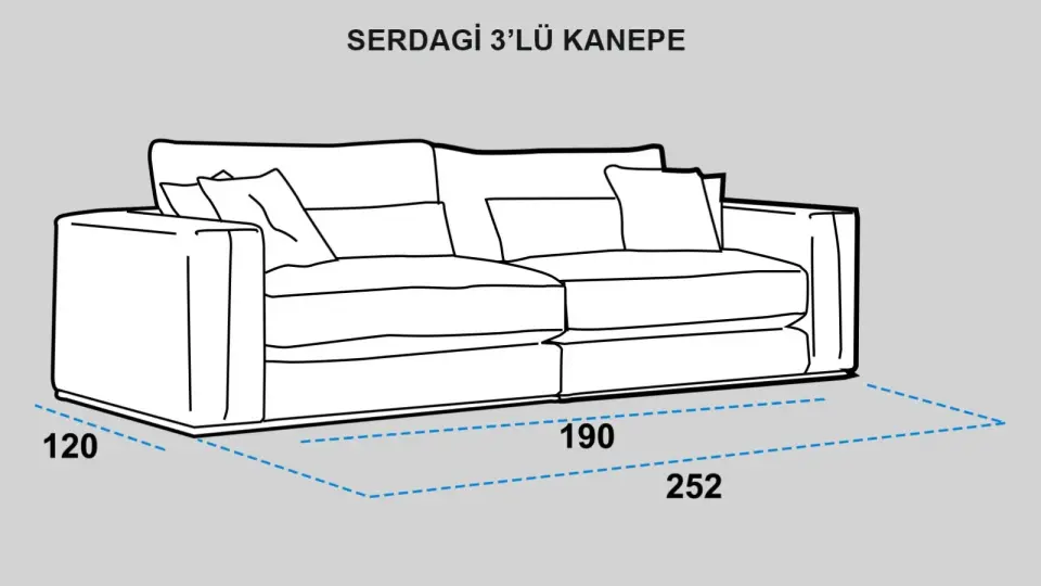 Serdagi 3'lü Pofuduk Kanepe