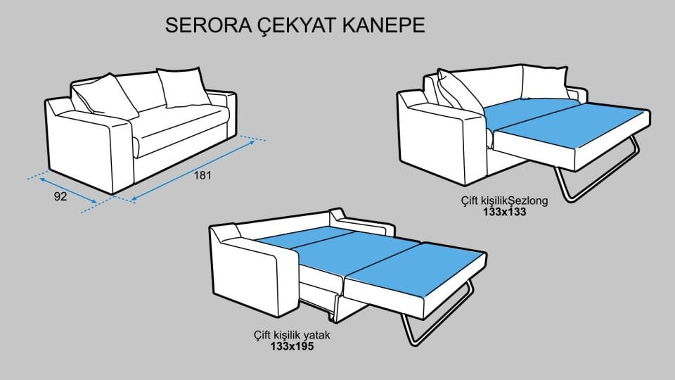 Serora 2'li Çekyat Yataklı Koltuk