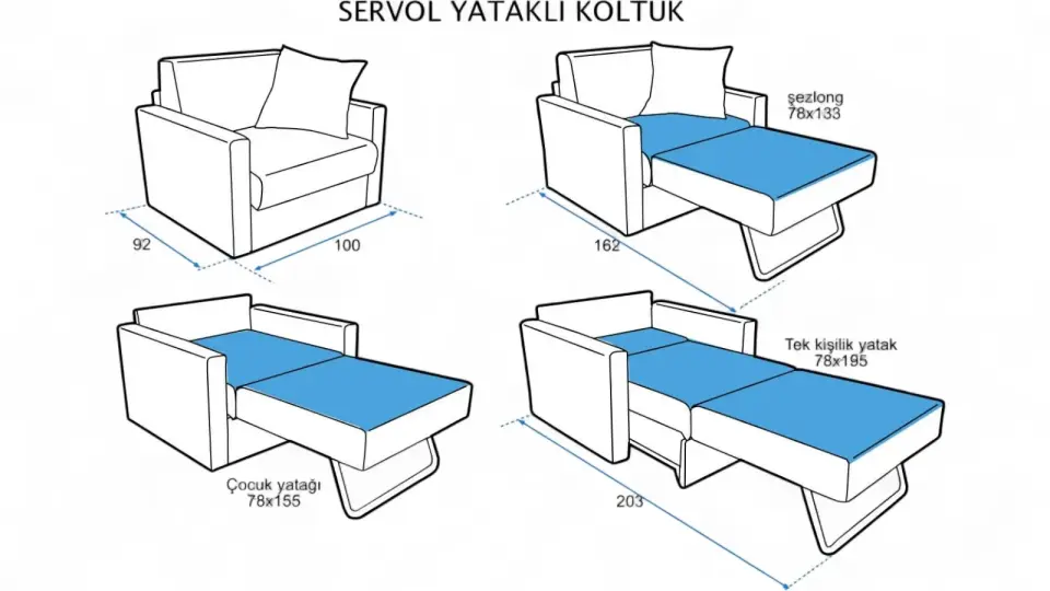 Servol Tekli Yataklı Koltuk Keten Daka 1