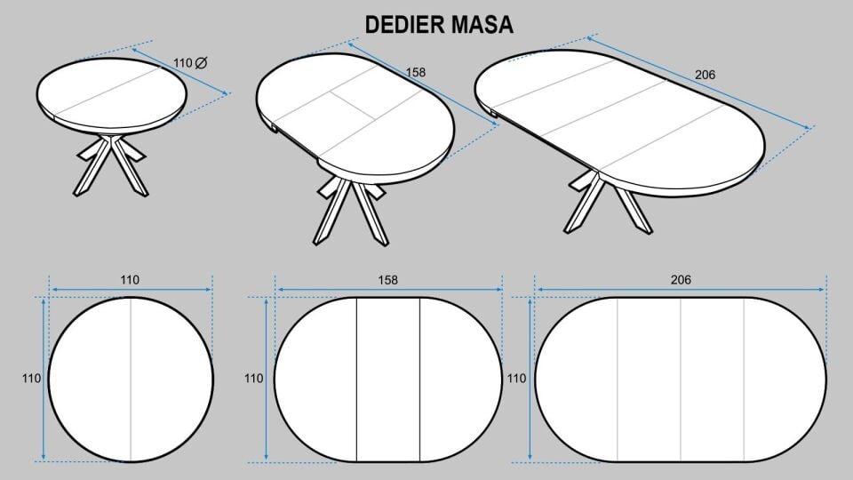 Dedier 110 cm Masa - 5 Günde Teslim !