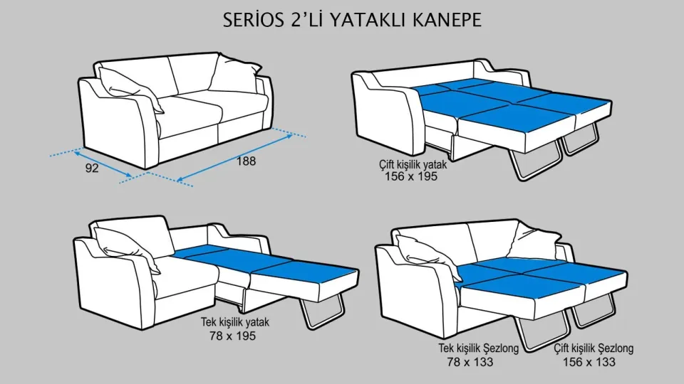 Serios 2'li Yataklı Kanepe