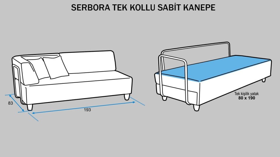 Serbora 3'lü Kılıflı Kanepe