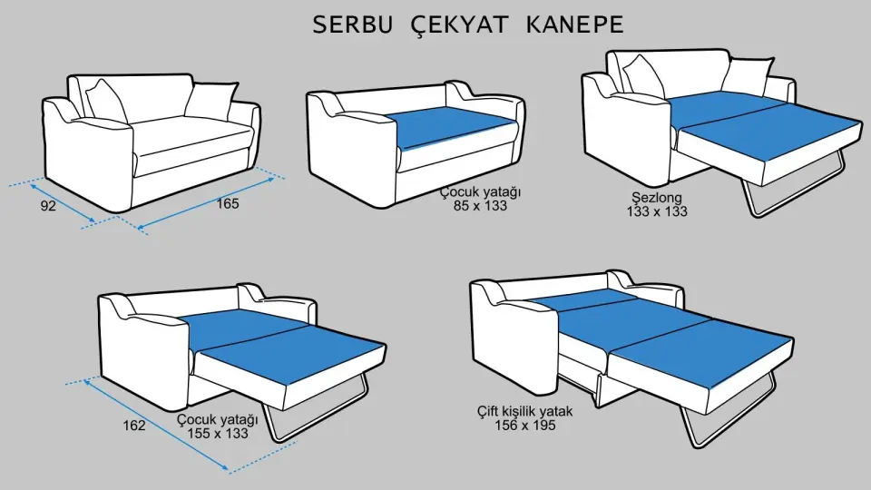 Serbu 2'li Çekyat Yataklı Koltuk