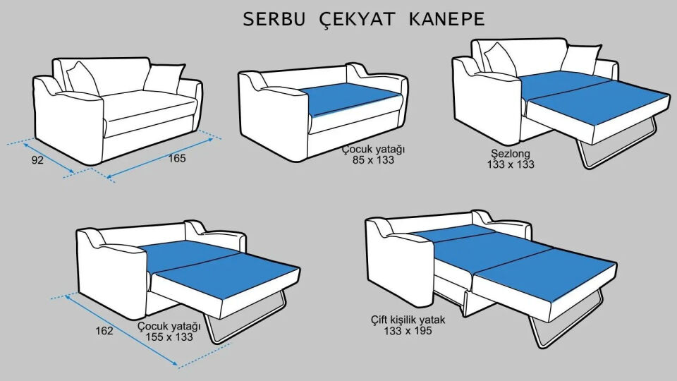 Serbu 2'li Çekyat Yataklı Koltuk