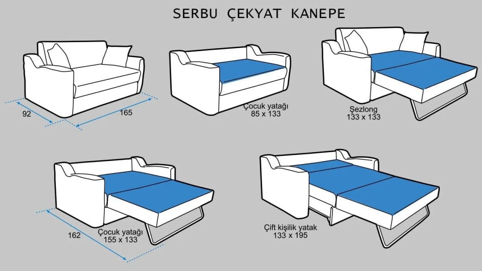 Serbu 2'li Çekyat Yataklı Koltuk