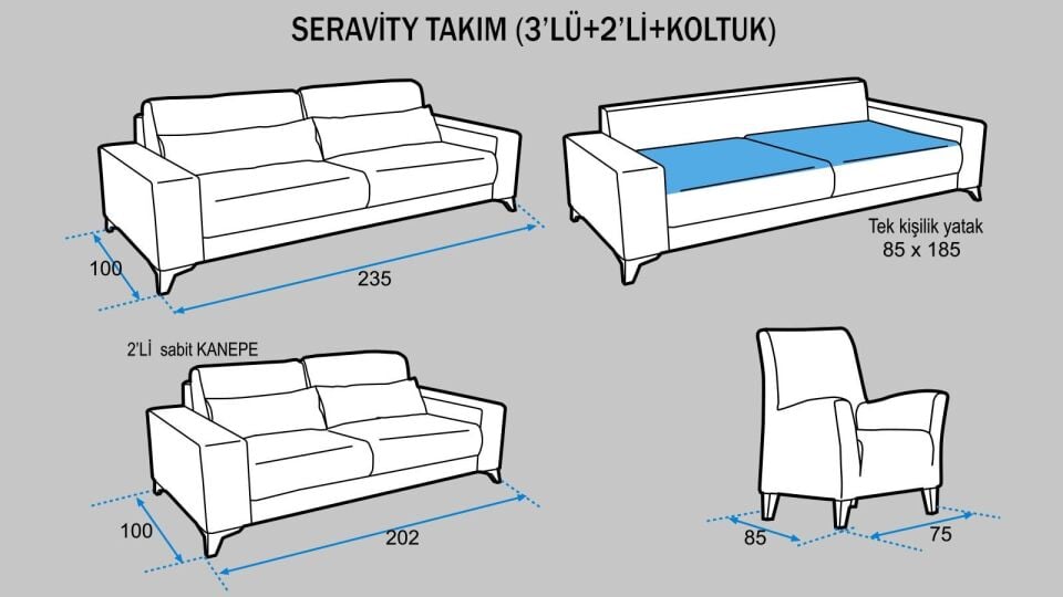 Seravity Yataklı Koltuk Takımı