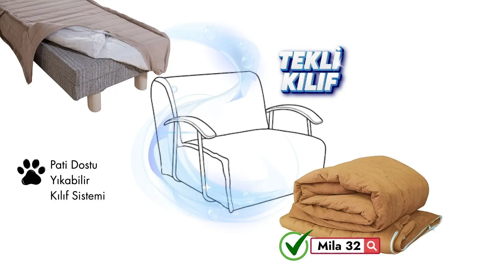 Serdamen Tekli Koltuk KIlıfı Mila 32