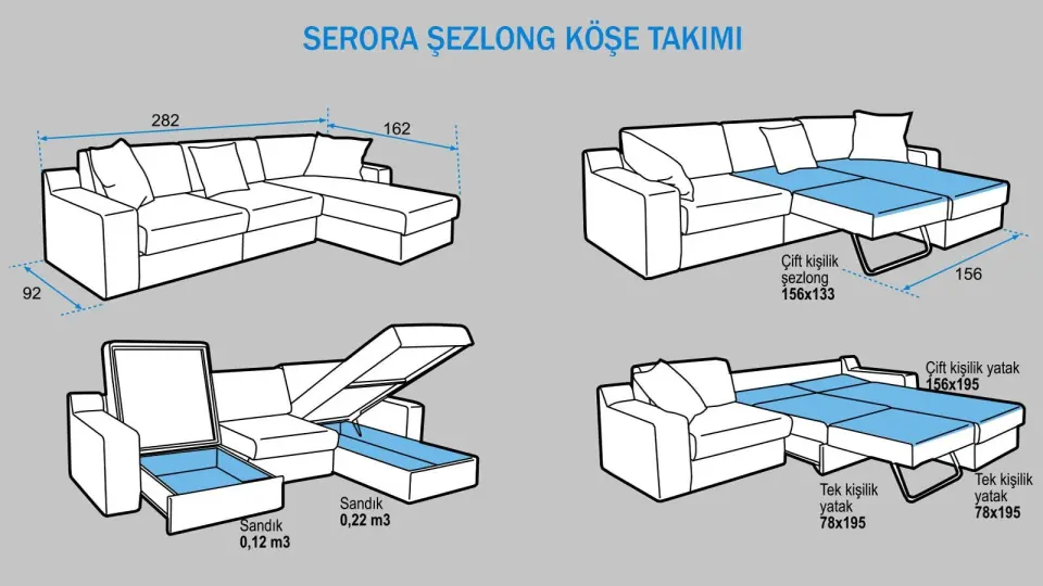 Serora Şezlonglu Köşe 280x160
