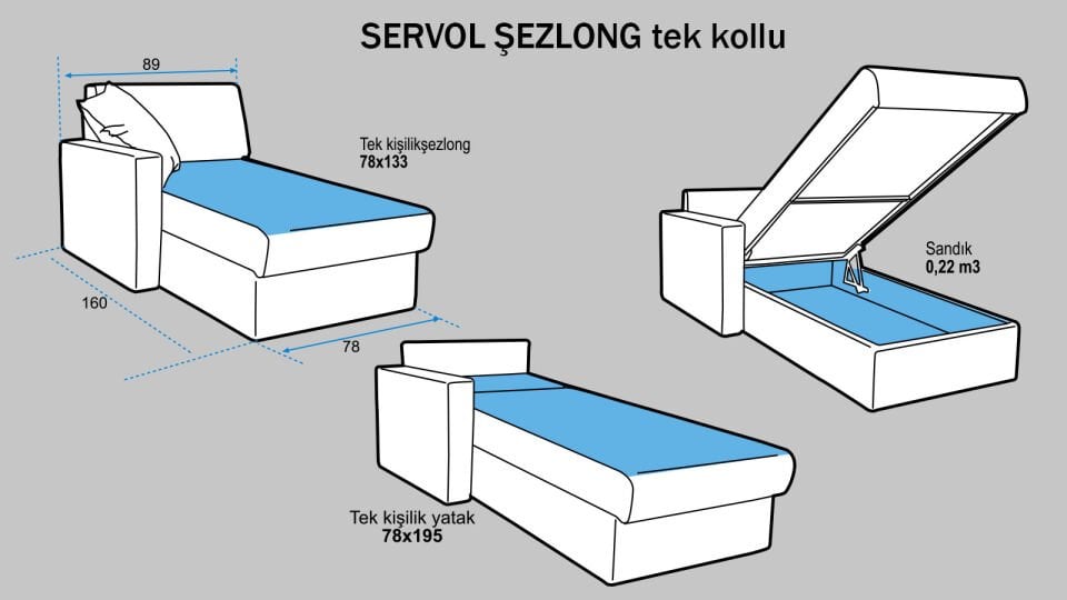Servol Şezlong Tek Kollu
