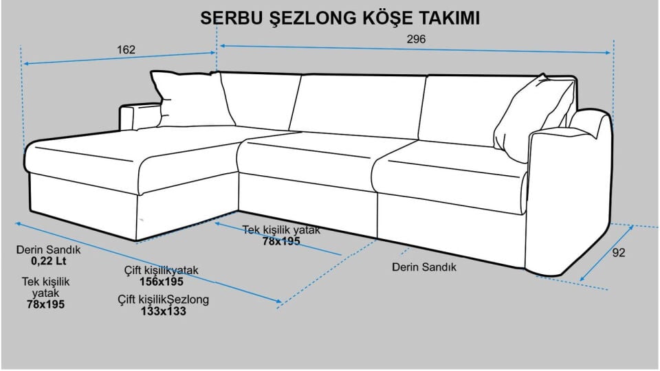 Serbu Şezlong Yataklı Köşe