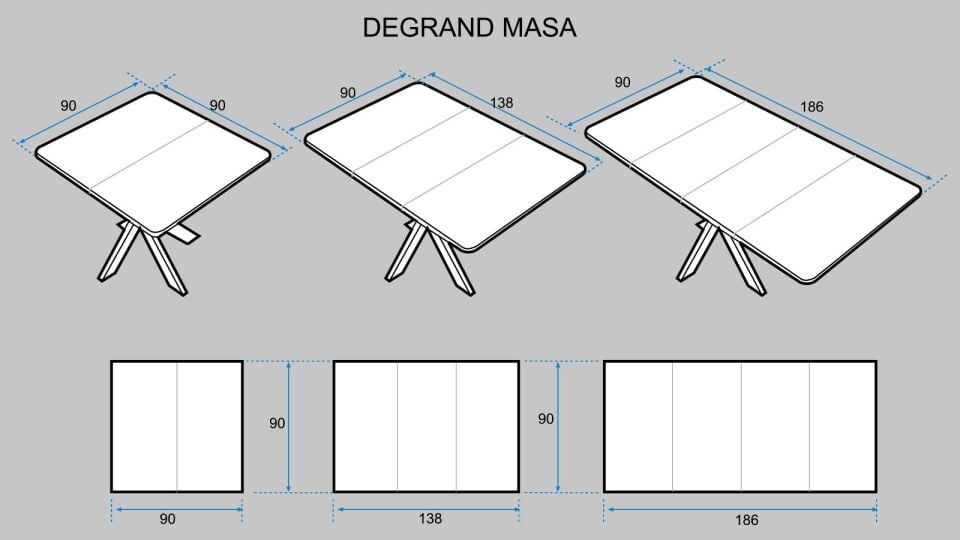 Degrand Ekstra Büyüyen Masa 90 -180 cm