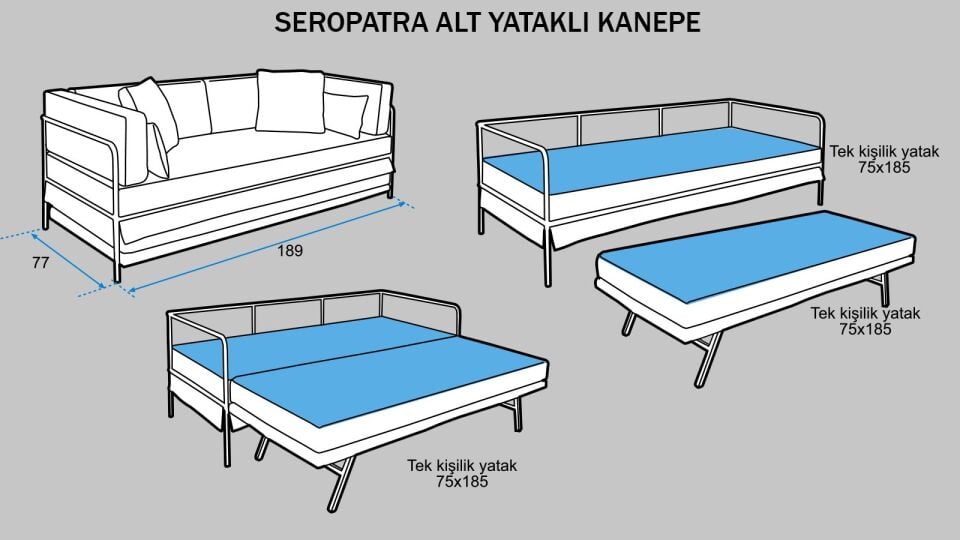 Seropatra 3'lü Çift Yataklı Koltuk