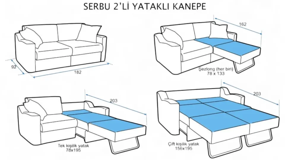 Serbu 2li Yataklı Kanepe