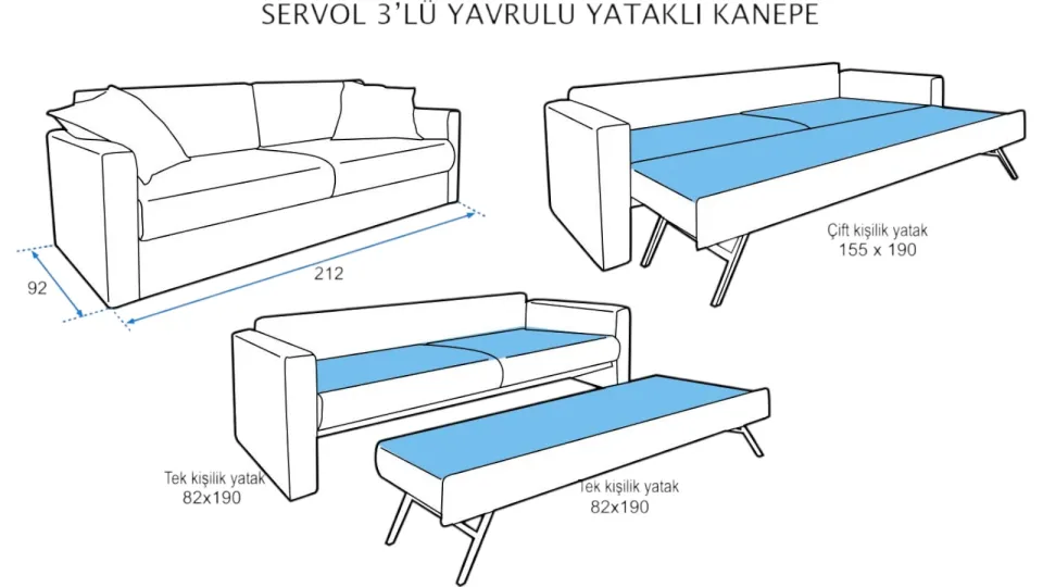 Servol 3'lü Yataklı Koltuk