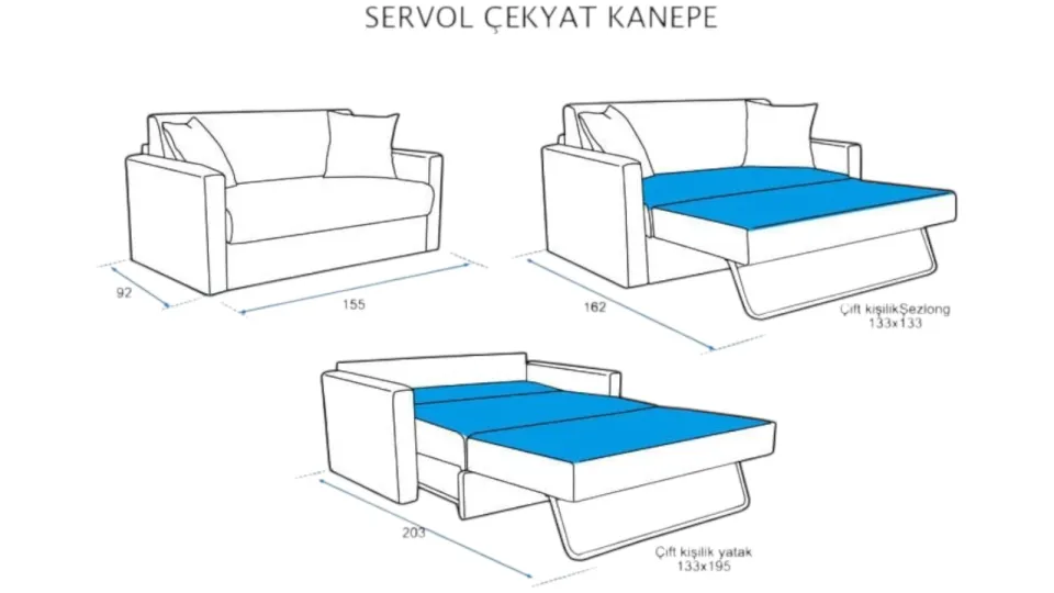 Servol 2'li Çekyat Yataklı Koltuk