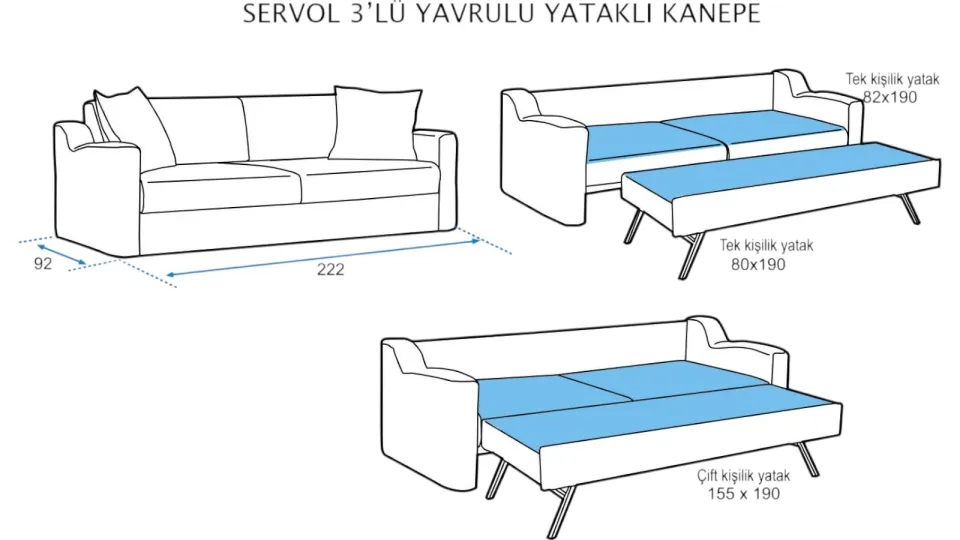Serbu 3'lü Yataklı Koltuk