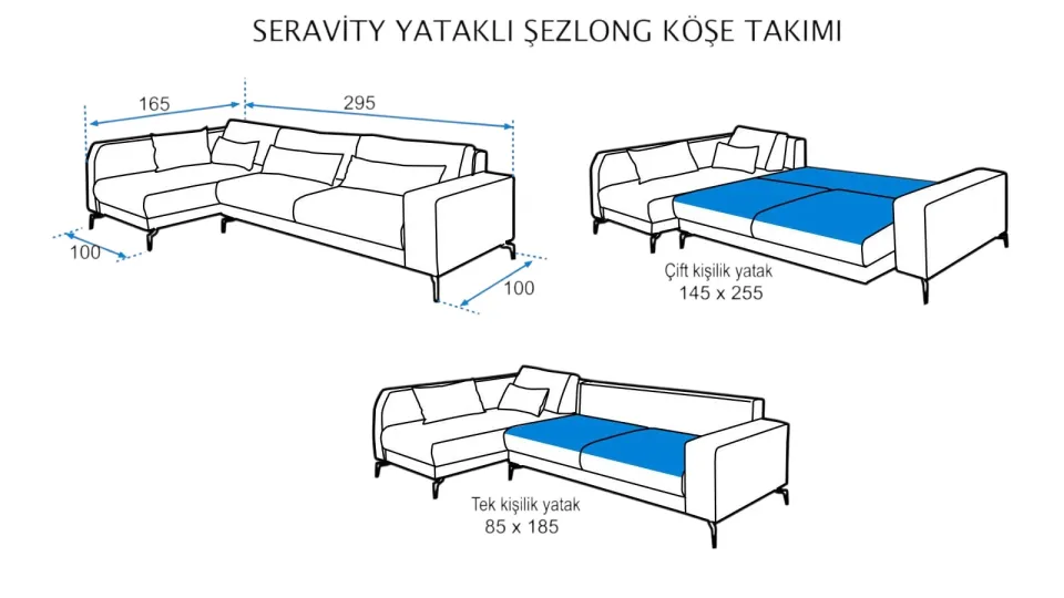 Seravity Yataklı Şezlong Köşe NW