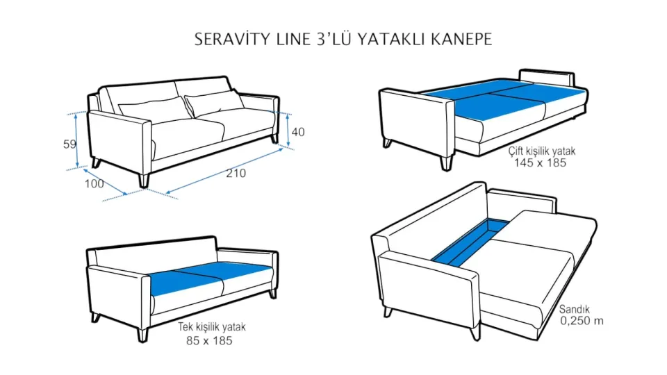 Seravity Line 3'lü Yataklı Koltuk