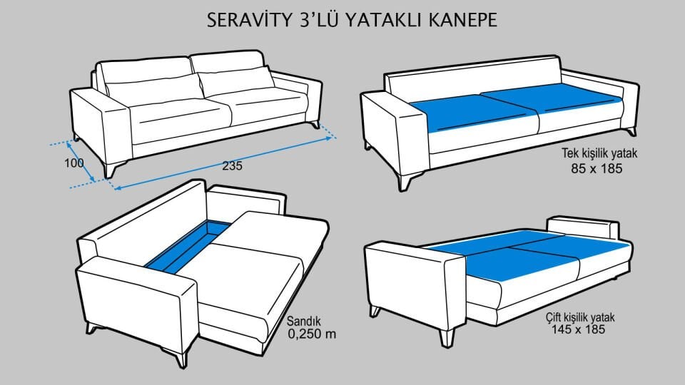 Seravity 3'lü Yataklı Koltuk