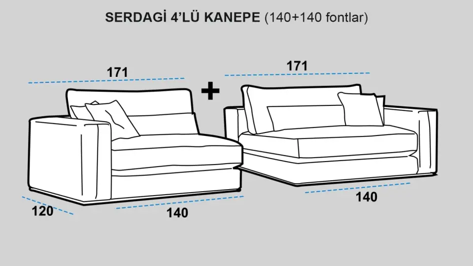 Serdagi 4'lü Kanepe - 340 cm