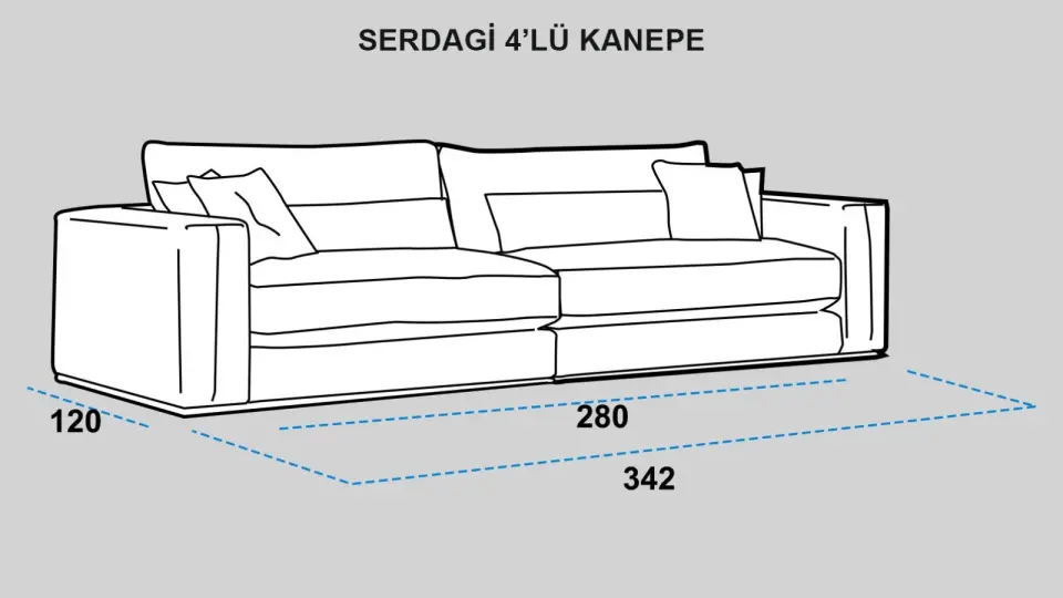 Serdagi 4'lü Kanepe - 340 cm