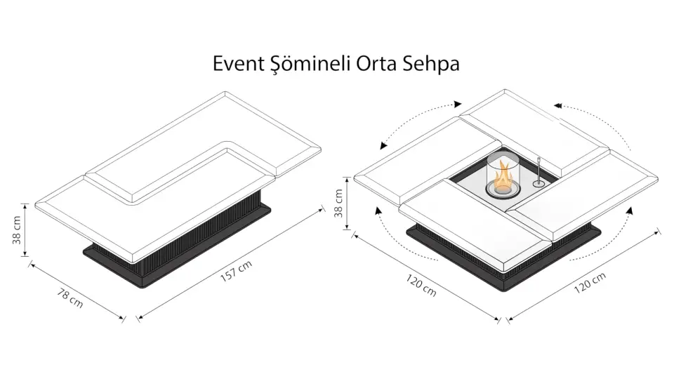 Event Orta Sehpa Şömineli
